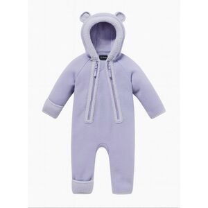L.L. BEAN Lavender Cozy Snowsuit Hooded Fleece Onesie Footsie Baby 0-3 Months